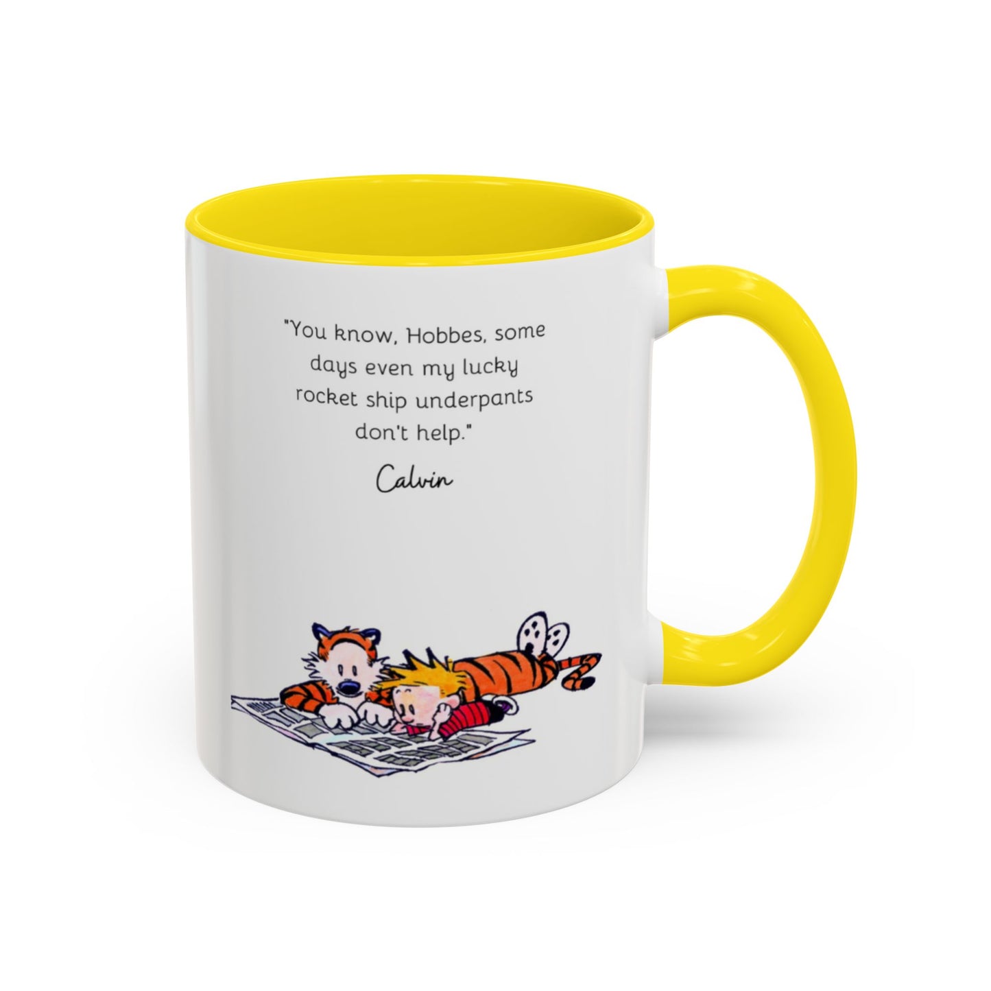 Calvin and Hobbes Inspired Accent Coffee Mug - Fun Gift for Fans, Morning Coffee, Cute Quote Mug, Whimsical Gift, Reading Companion