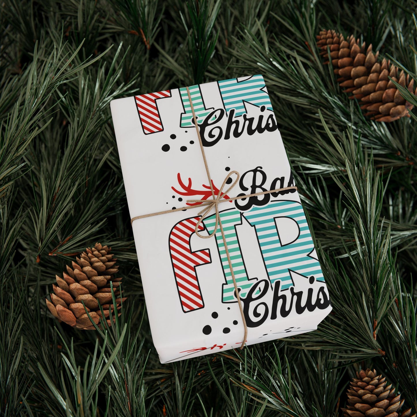 Frist Xmas, Festive Wrapping Paper for Gifts, Christmas, Birthdays, Weddings, Special Occasions