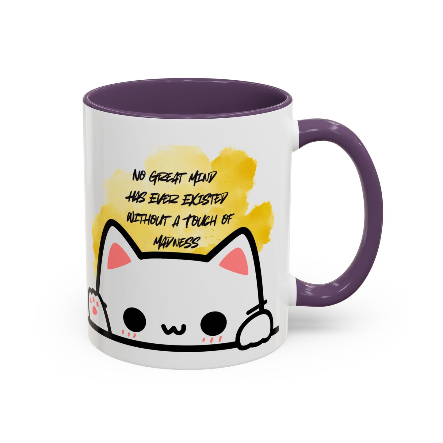 Playful Cat Accent Mug - No Great Mind Has Ever Existed Without a Touch of Madness, Cute Gift for Cat Lovers, Coffee Cup, Cat-Themed [...]