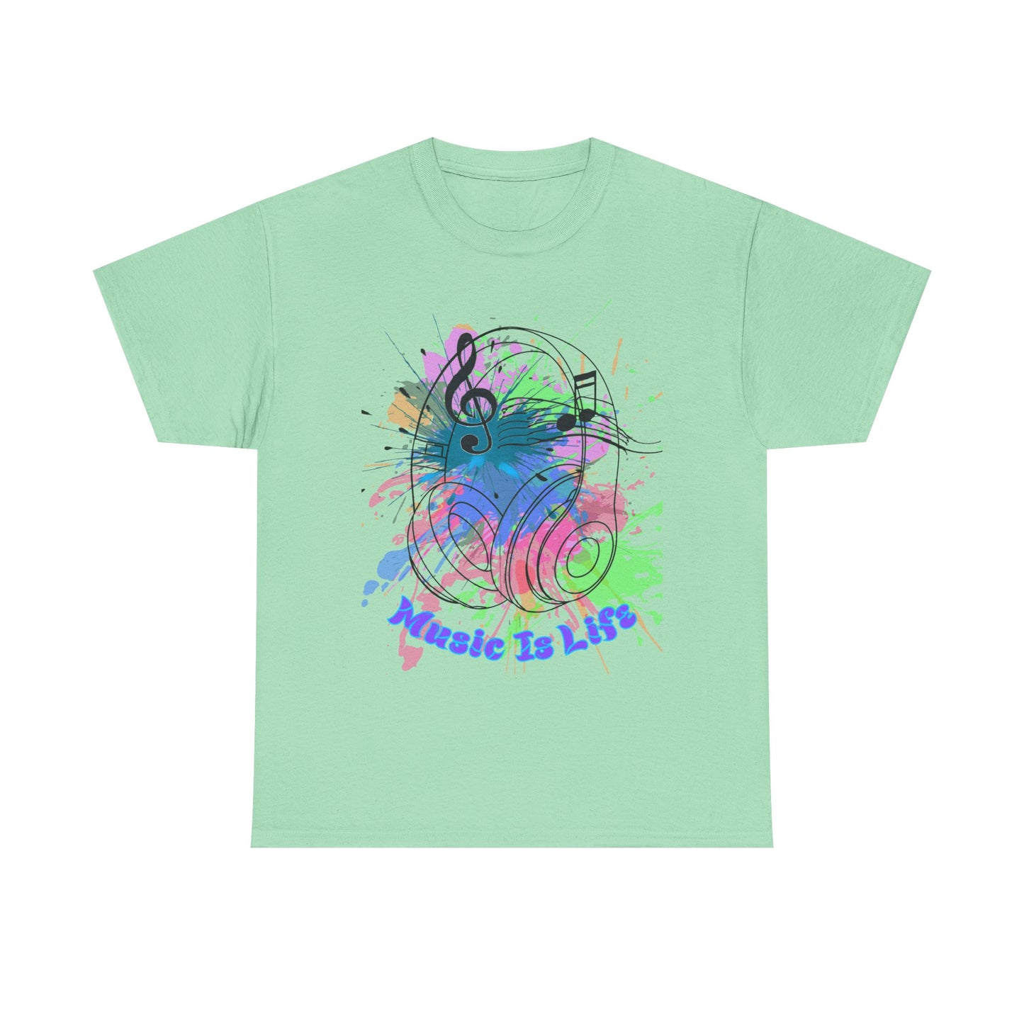 Music Is Life Unisex Heavy Cotton Tee - Perfect for Music Lovers, Gift for Musicians, Concerts, Festivals, Everyday Wear