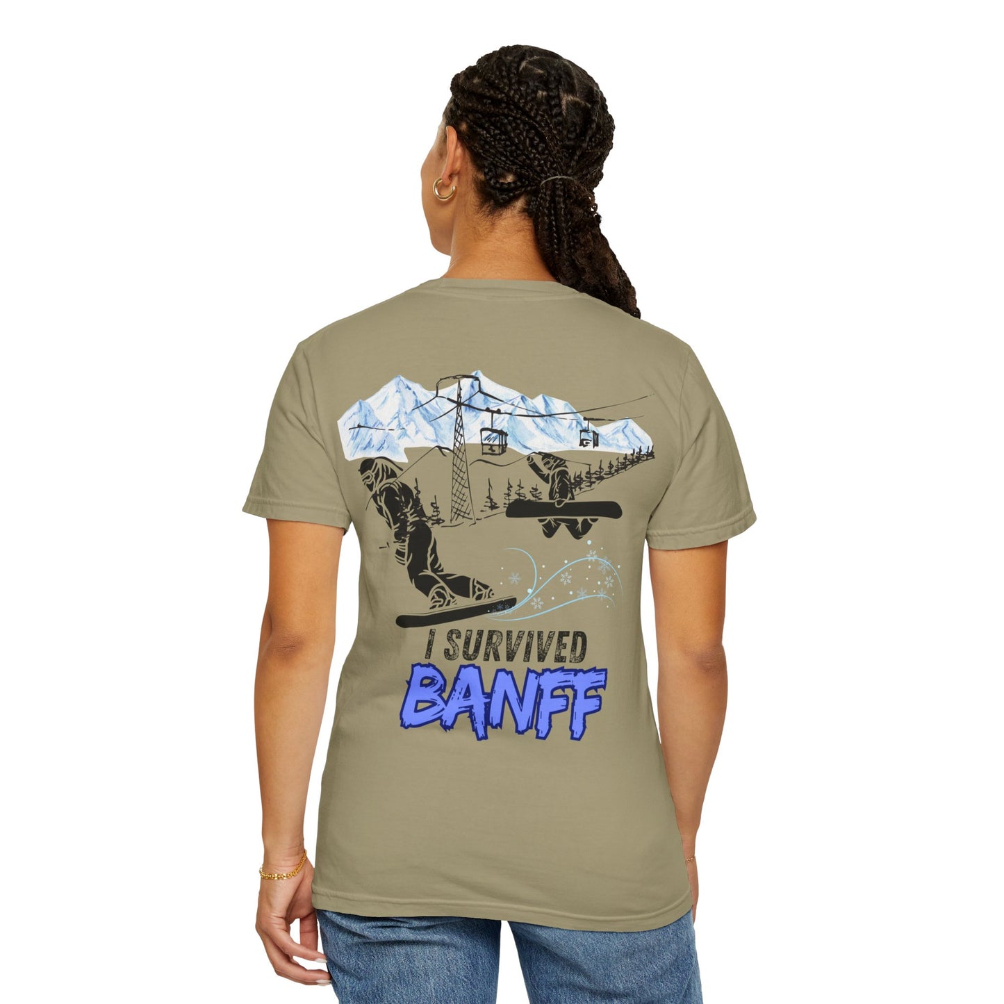 Banff Ski Adventure T-Shirt - Unisex Garment-Dyed Tee, Snowboarder Gift, Winter Sports Apparel, Ski Trip Souvenir, Funny Travel Shirt