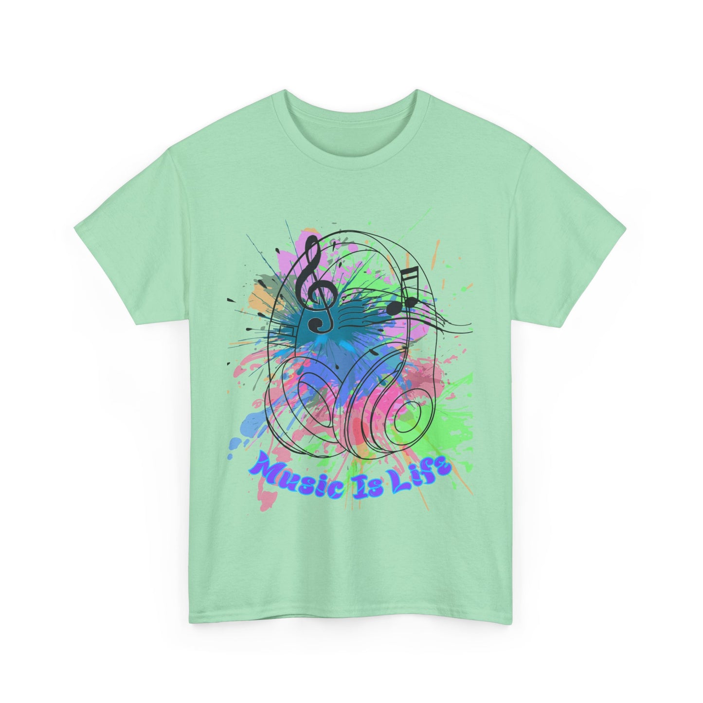 Music Is Life Unisex Heavy Cotton Tee - Perfect for Music Lovers, Gift for Musicians, Concerts, Festivals, Everyday Wear