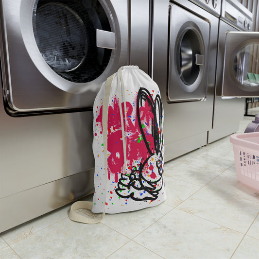 Colorful Bunny Laundry Bag, Fun Storage Bag for Kids, Cute Bunny Design, Decorative Laundry Storage, Gift for Animal Lovers