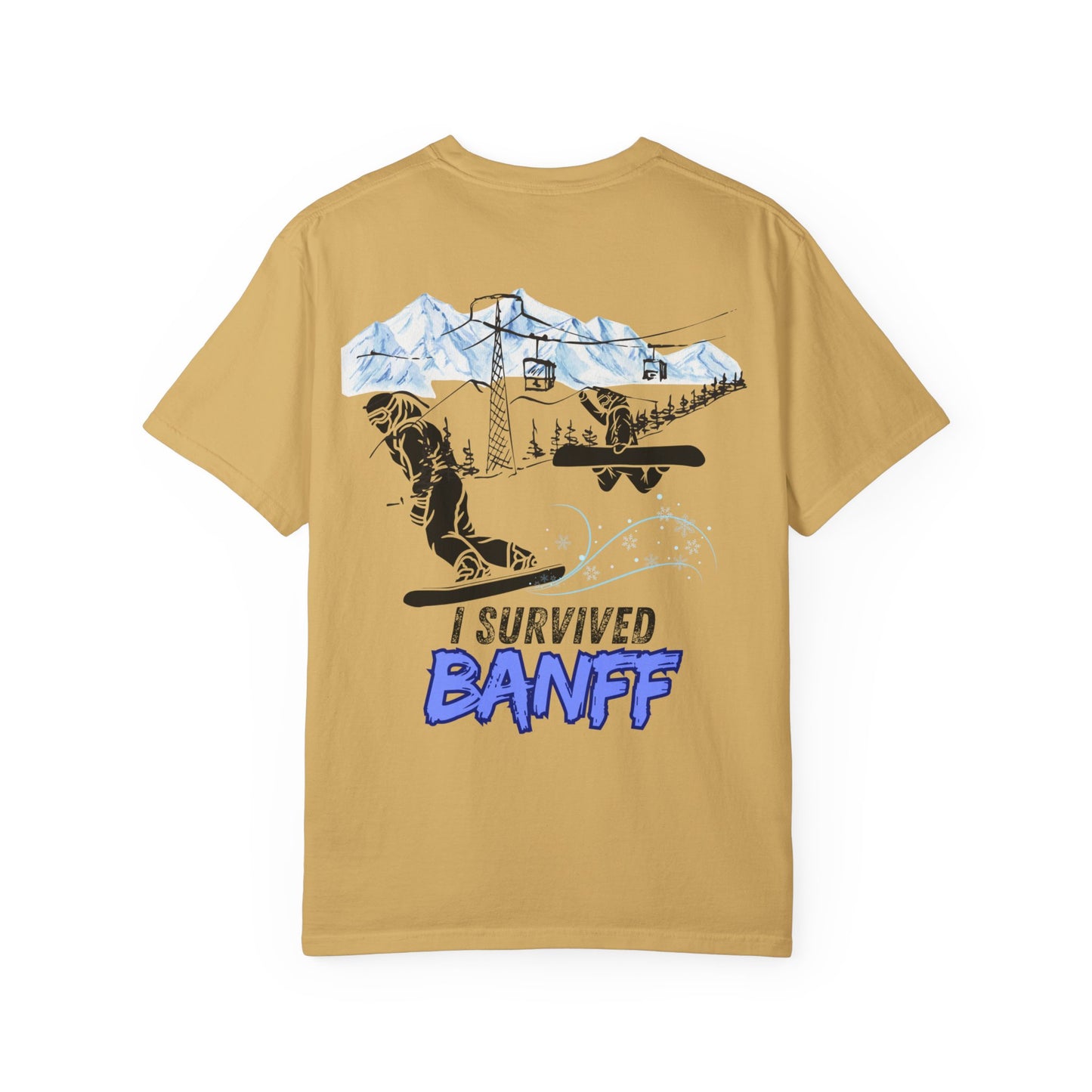 Banff Ski Adventure T-Shirt - Unisex Garment-Dyed Tee, Snowboarder Gift, Winter Sports Apparel, Ski Trip Souvenir, Funny Travel Shirt