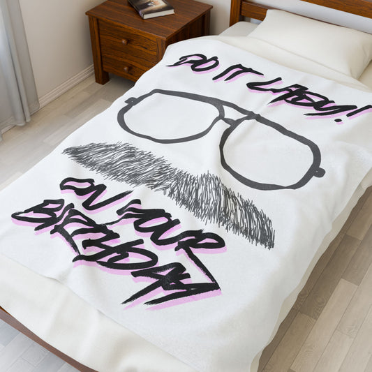 Birthday Themed Plush Blanket, Cozy Gift for Men, Funny Birthday Present, Soft Throw Blanket, Personalized Blanket for Celebrations