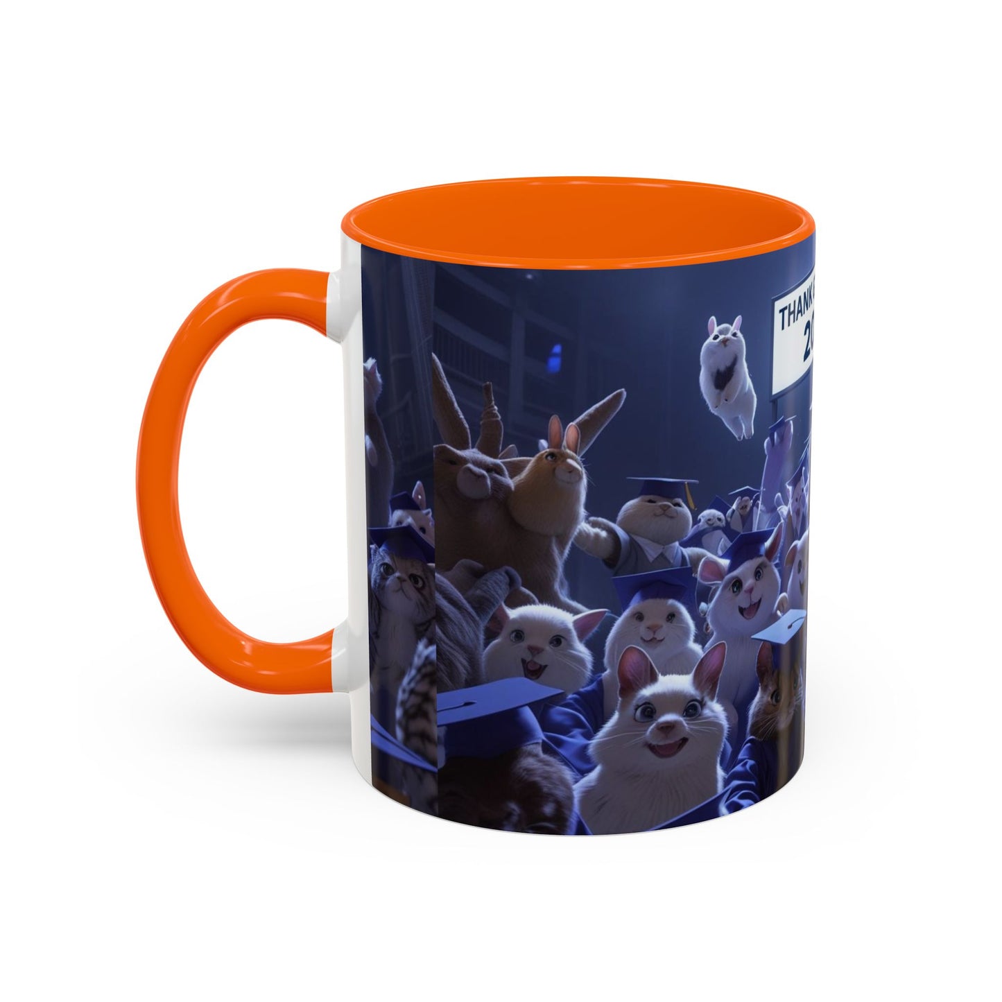 Anime Graduation Theme Accent Coffee Mug - Funny Cat & Dog Design, Perfect Gift for 2025 Grads, Inspirational Coffee Mug, Celebration Mug