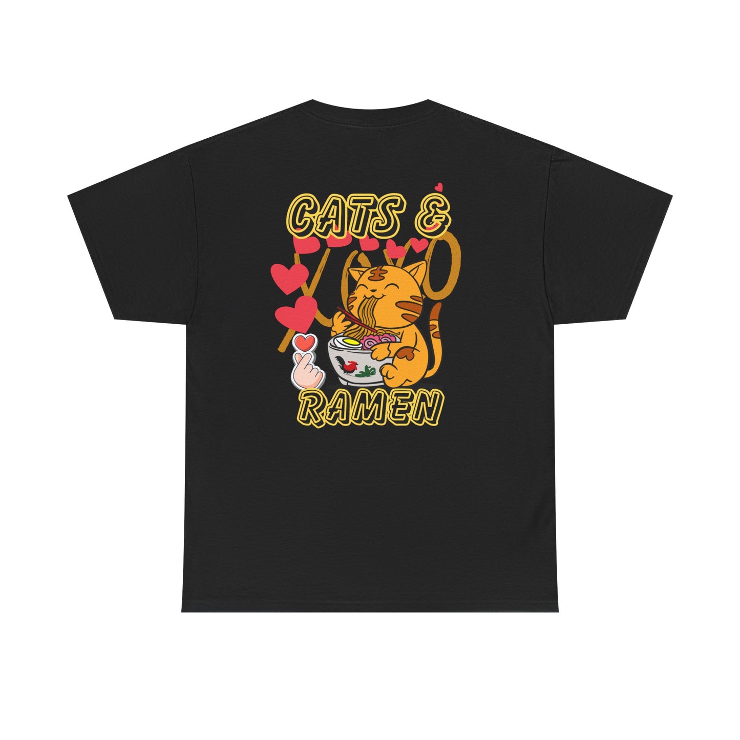 Cute Cat & Ramen Graphic Tee, Fun T-Shirt for Cat Lovers, Gift for Foodies, Casual Wear, Perfect for Parties & Celebrations