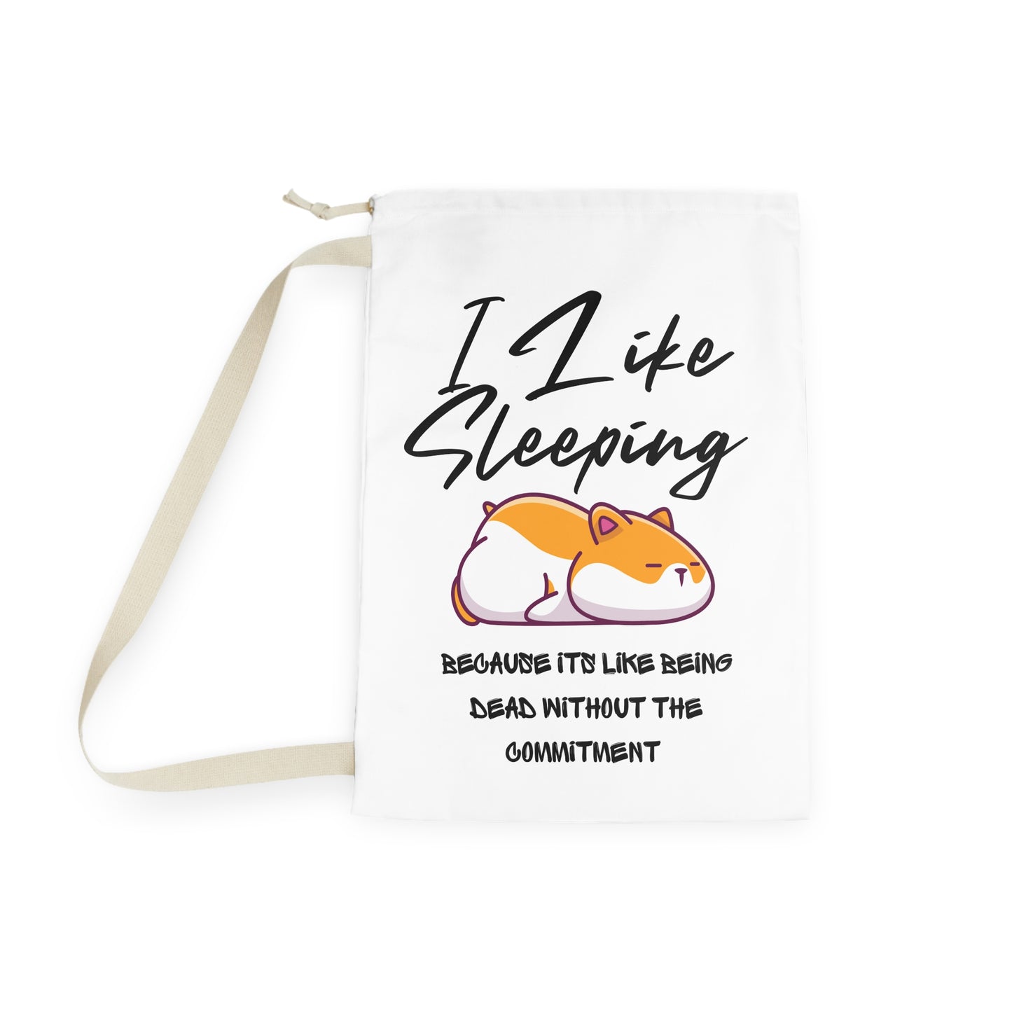 Cute Cat Laundry Bag - I Like Sleeping, Fun Storage Solution for Dorms, Kids, Pet Lovers, Cute Home Decor