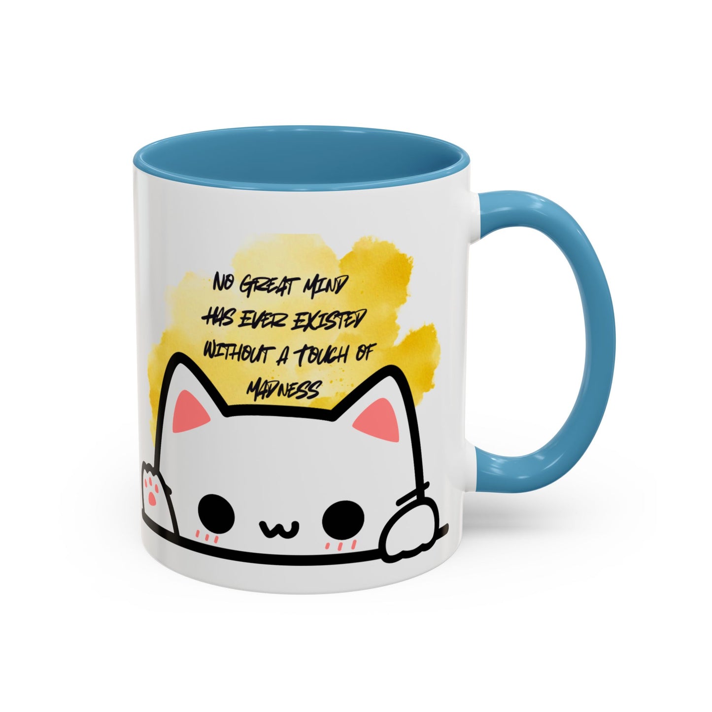 Playful Cat Accent Mug - No Great Mind Has Ever Existed Without a Touch of Madness, Cute Gift for Cat Lovers, Coffee Cup, Cat-Themed [...]