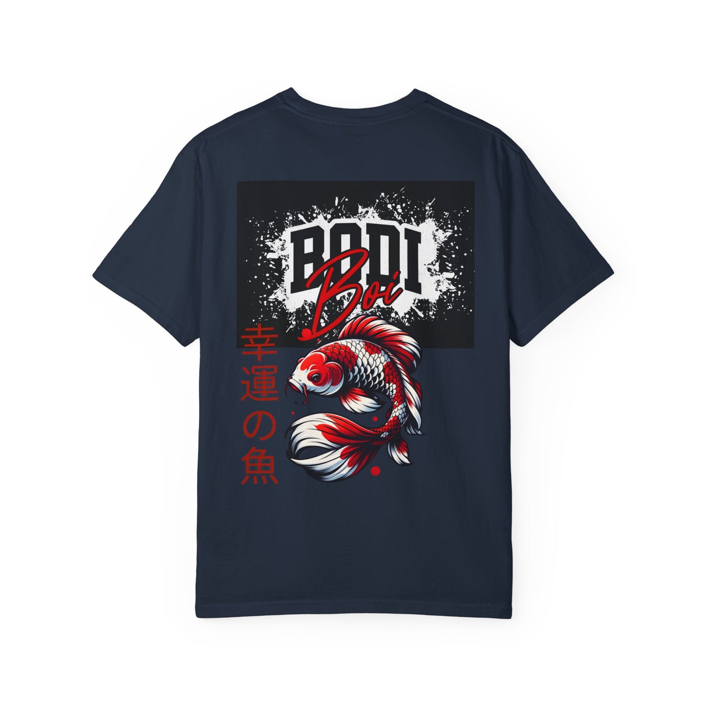Garment-Dyed Unisex T-Shirt with Bold Koi Design, Trendy Streetwear, Gift for Casual Wear, Unique Graphic Tee, Perfect for Summer Vibes
