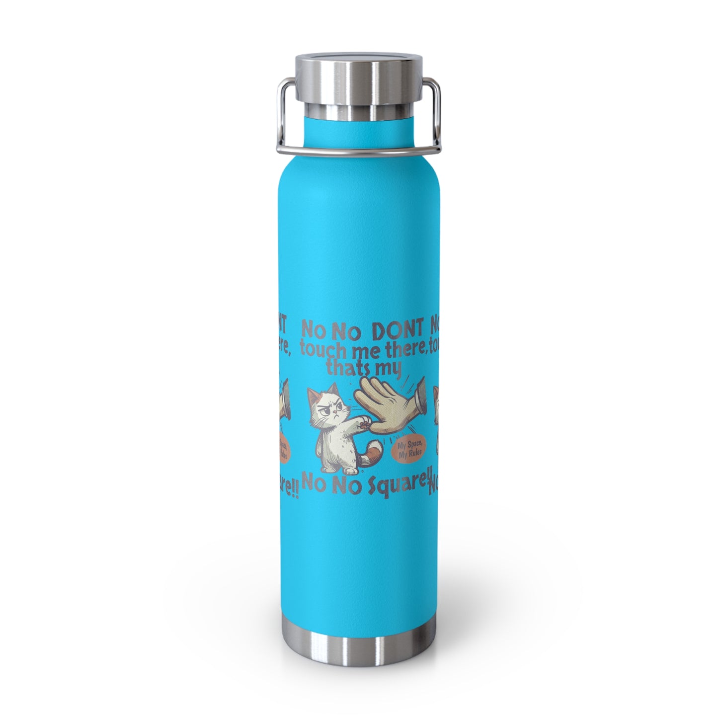 Funny Cat Insulated Water Bottle, 22oz, Laughing Cat Gift, Pet Lover Gift, Humorous Drinkware, Cat Safety Bottle