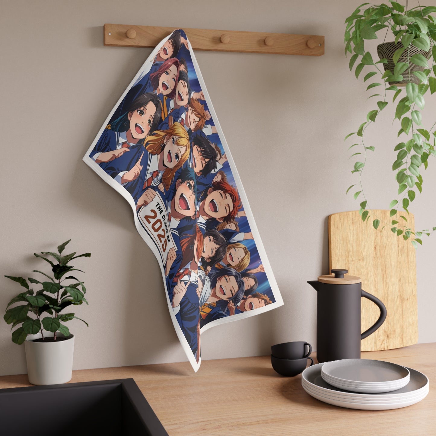 Class of 2025 Tea Towels | Graduation Kitchen Decor, College Gifts, Home Essentials, Fun Cooking Towels, Anime Style