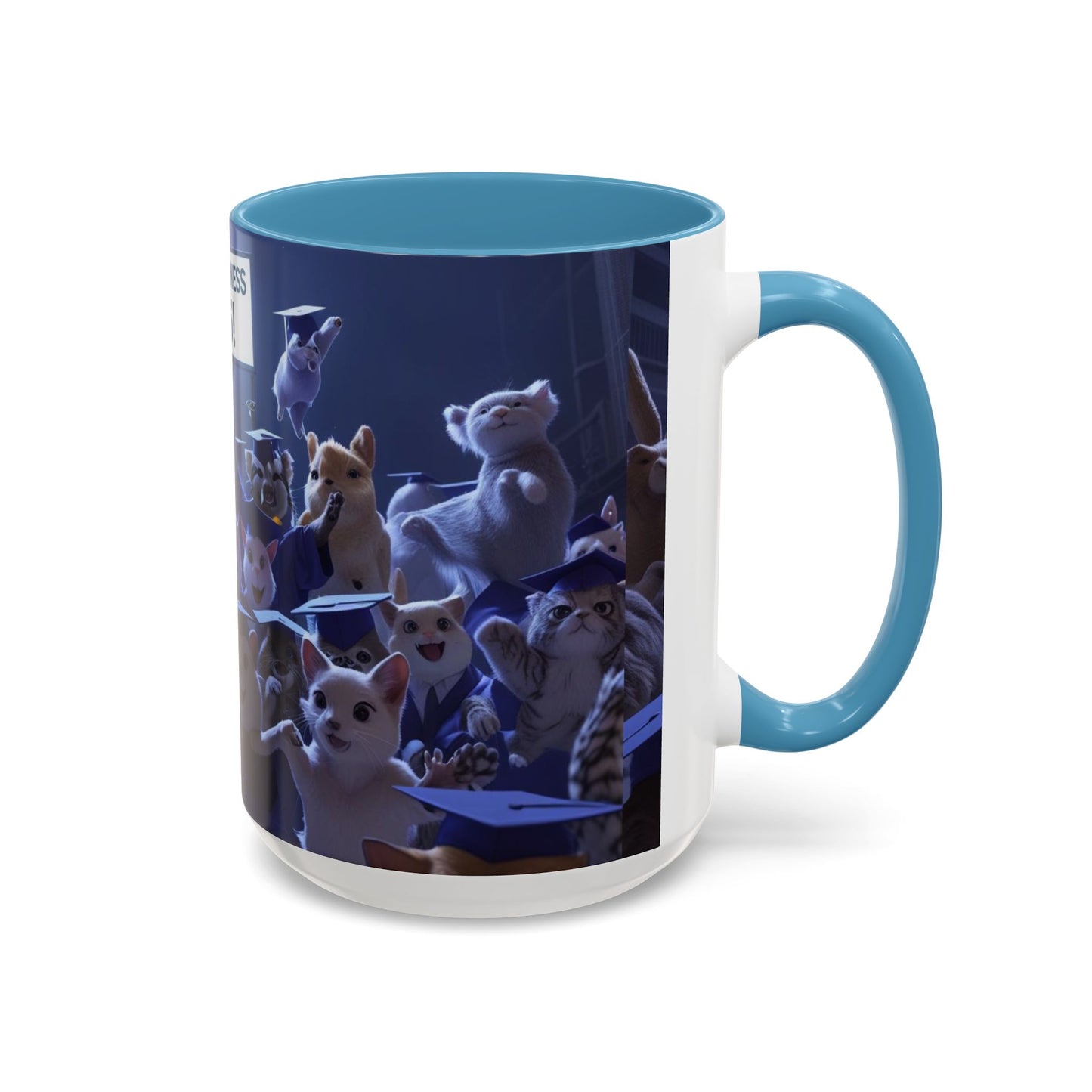 Anime Graduation Theme Accent Coffee Mug - Funny Cat & Dog Design, Perfect Gift for 2025 Grads, Inspirational Coffee Mug, Celebration Mug