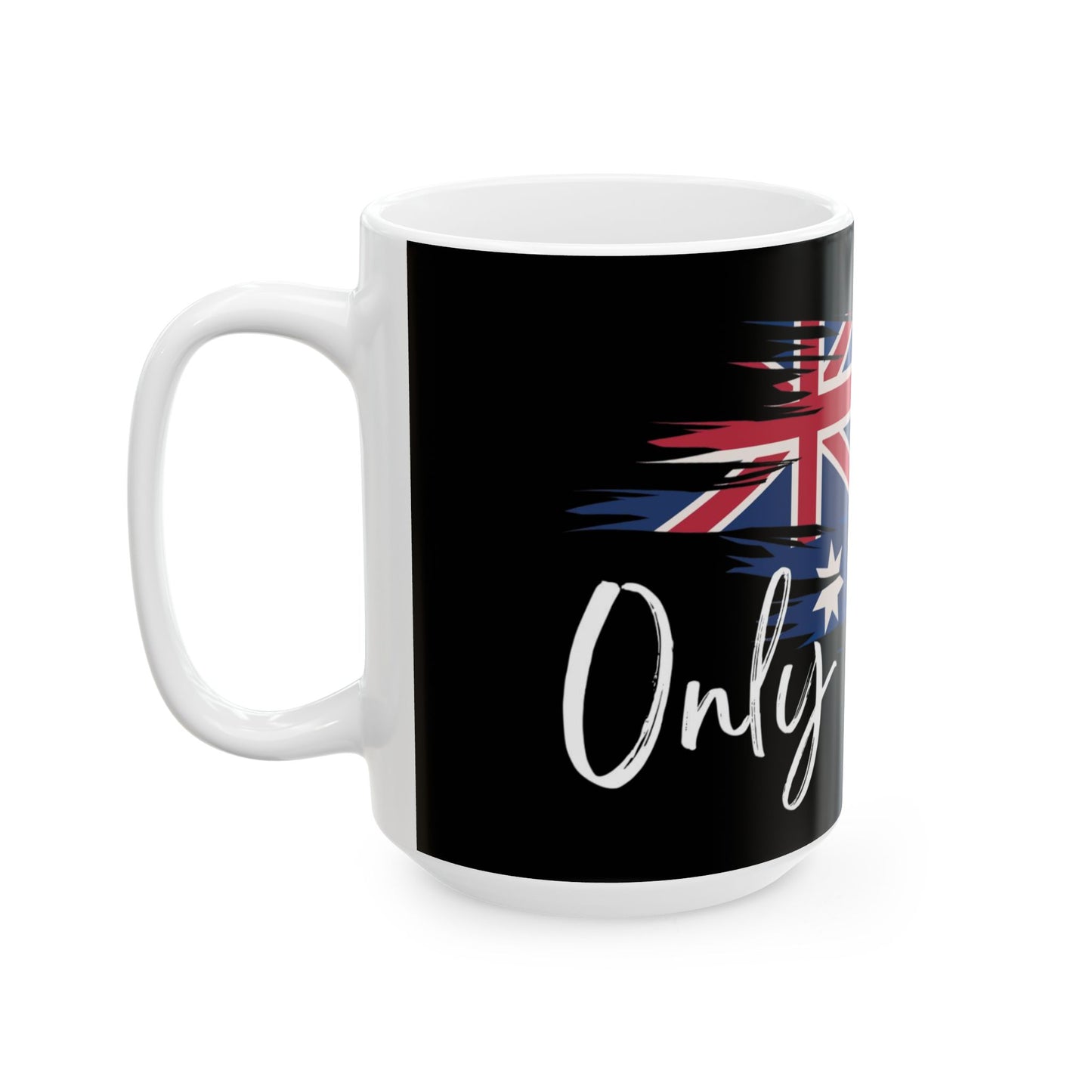 Ceramic Mug with Australian Flag only one Design, Perfect for Coffee Lovers, Gift for Australia Day, Personalized Travel Mug, Black and White Decor