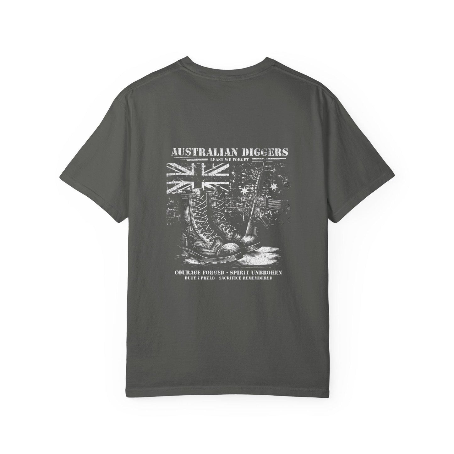 Australian Diggers Garment-Dyed T-Shirt, Commemorative Apparel, Casual Wear, Veterans' Day Gift, Vintage Style Tee, Unisex Fashion