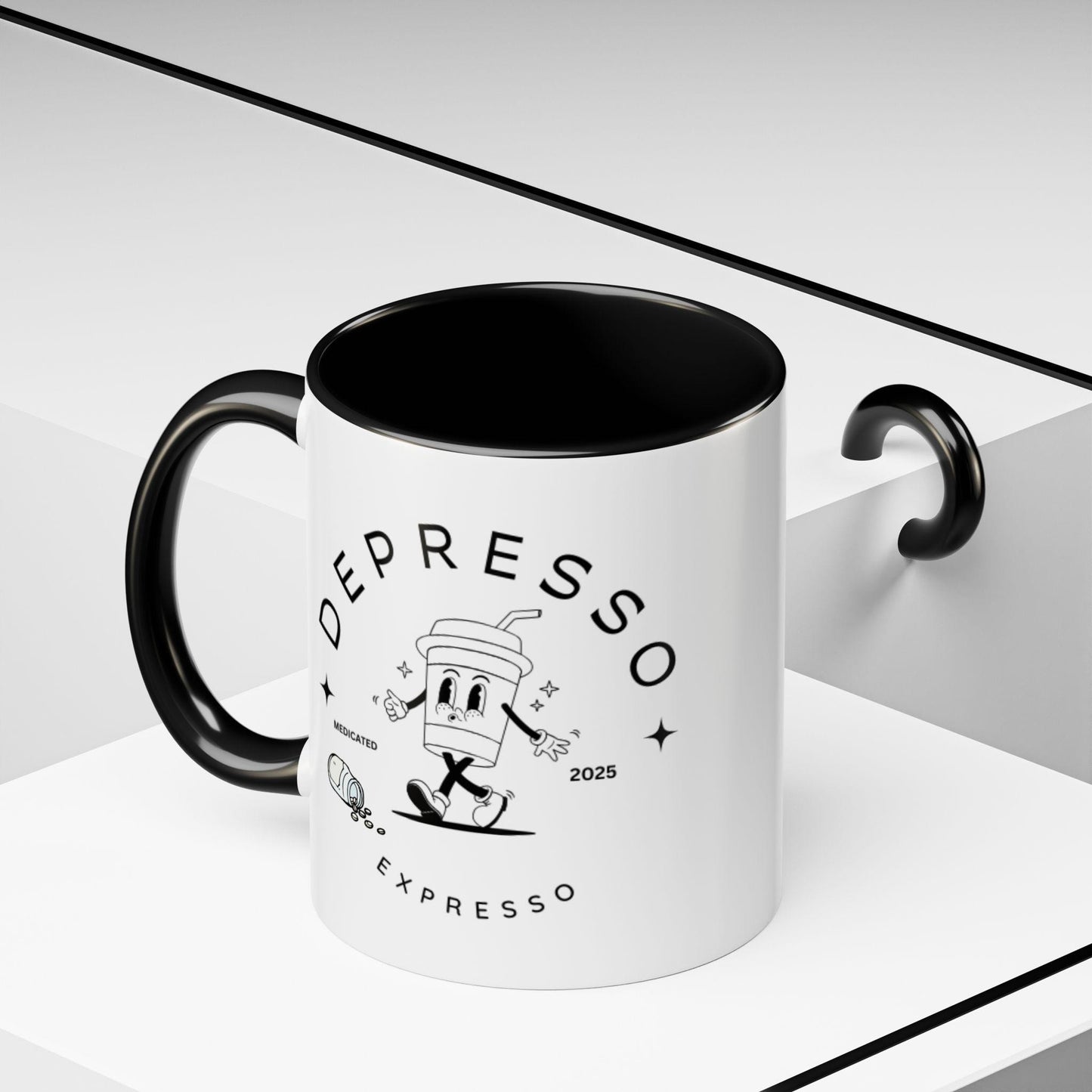 Coffee Mug, Funny Espresso Mug, Gift for Coffee Lovers, Depresso Expresso Humor Cup, Kitchen Decor, Barista Gift, Quirky Beverage Cup,