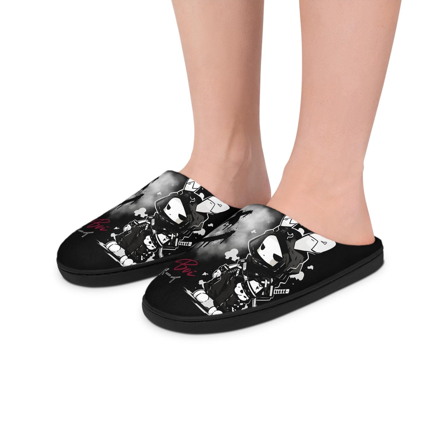 Men's Indoor Slippers Gothic Bunny with Unique Graphic Design, Cozy House Footwear,