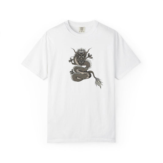 Dragon Design Unisex Garment-Dyed T-shirt, Graphic Tee, Casual Wear, Anime Apparel, Streetwear, Unique Gift for Him