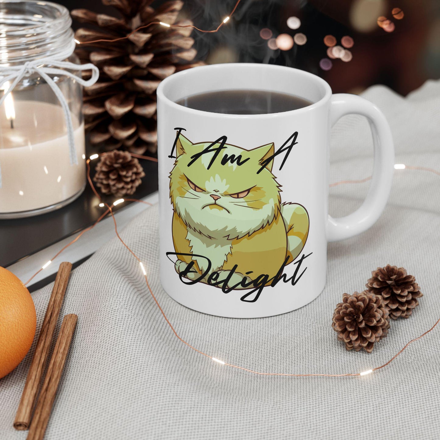 Paw-steely I'm a delight Cozy Cat Mug, Perfect Gift for Cat Lovers, Cute Animal Drinkware