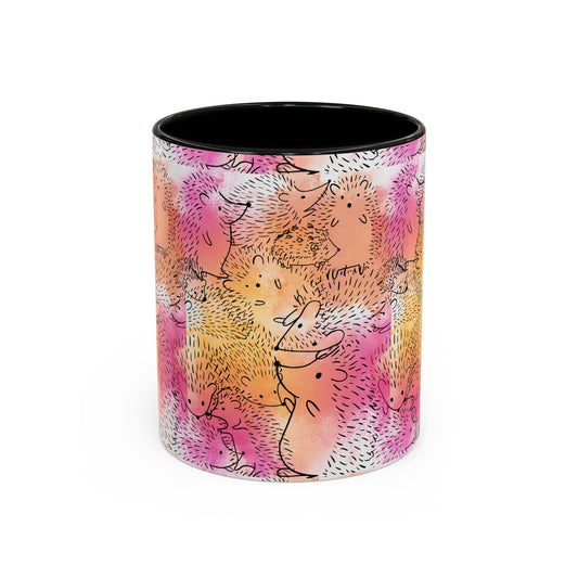 Cute Hedgehog Accent Coffee Mug | Colorful Hedgehog Design, Perfect Gift for Animal Lovers, Ideal for Birthdays, Home Decor, Holidays
