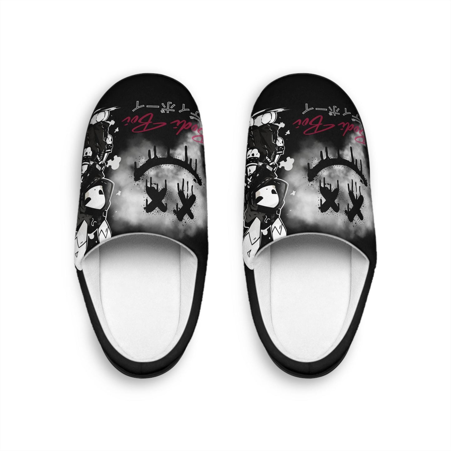 Men's Indoor Slippers Gothic Bunny with Unique Graphic Design, Cozy House Footwear,